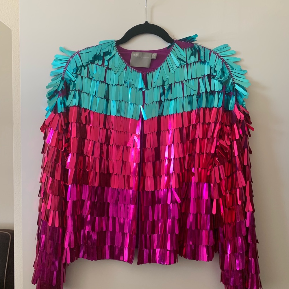 Purple and blue and shimmy jacket